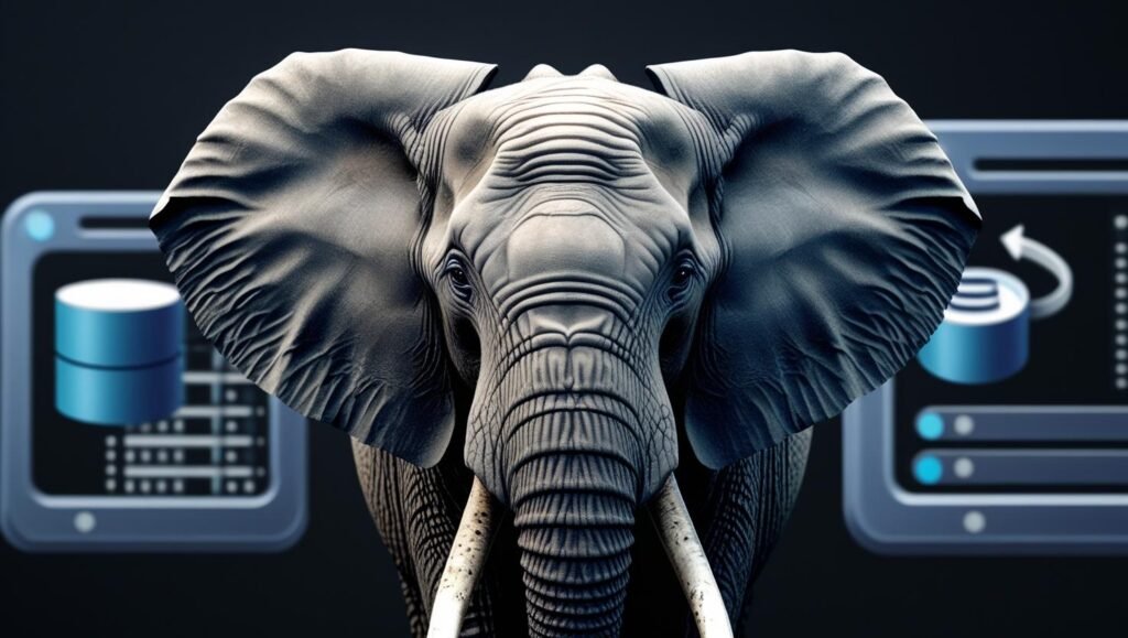 Ilustração sobre PostgreSQL, banco de dados open source para empresas.