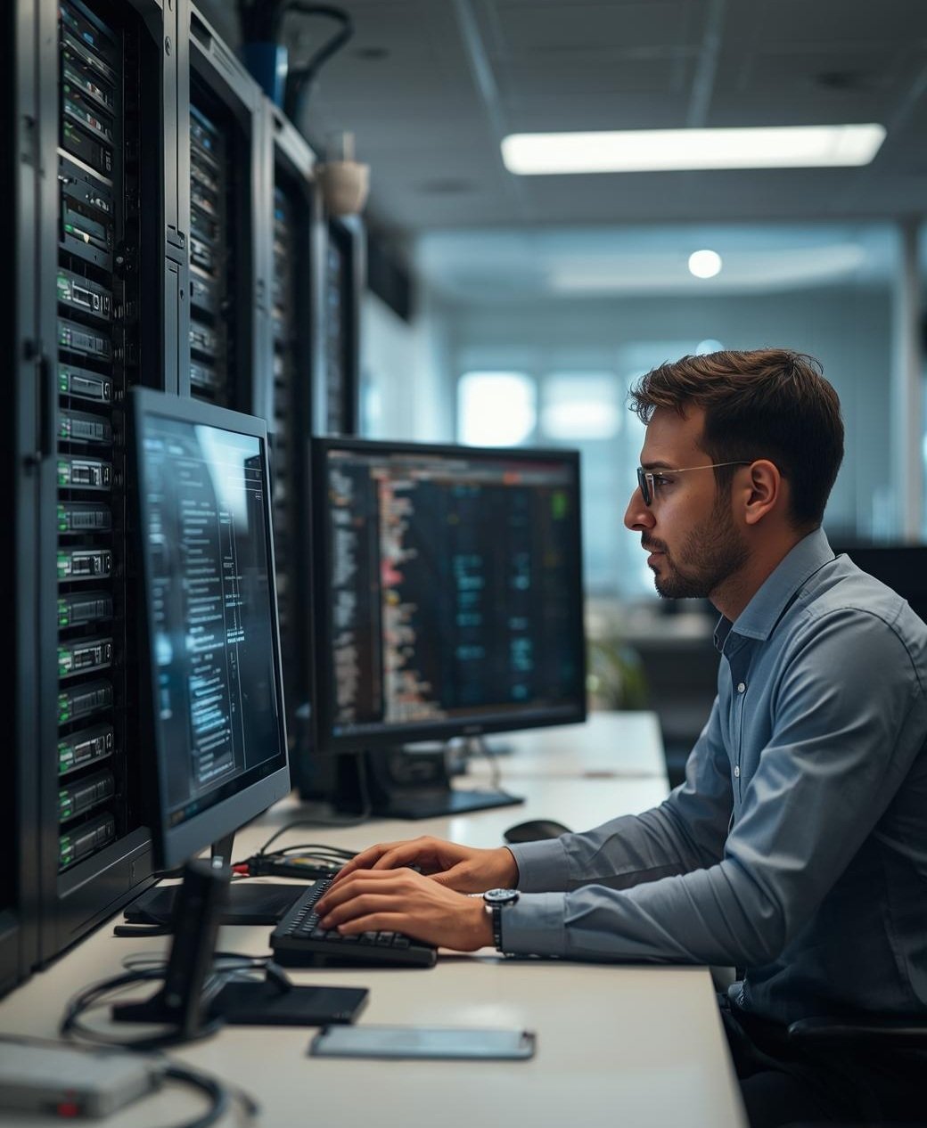 Profissional de TI atuando no backup corporativo de uma empresa localizada na região metropolitana de Curitiba